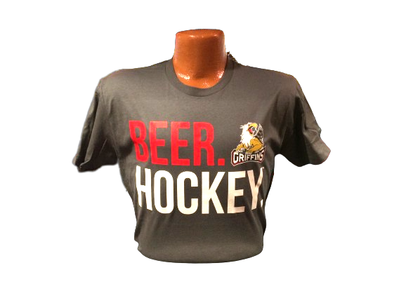BEER. HOCKEY. TEE GREY